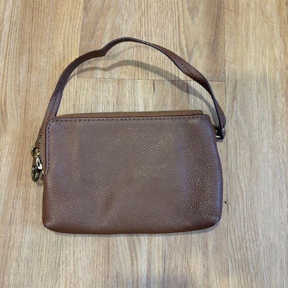 Fossil Brown Cow Leather Double-Zip Wallet with Strap — Excellent Condition - Picture 6 of 6